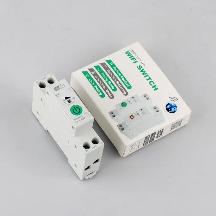 WiFi Smart Energy Meter Switch 63A, 90-300V Circuit Braker | Remote On/Off Control, VAP Metering, Over/Under Voltage Protection, DIN Rail, Time Control