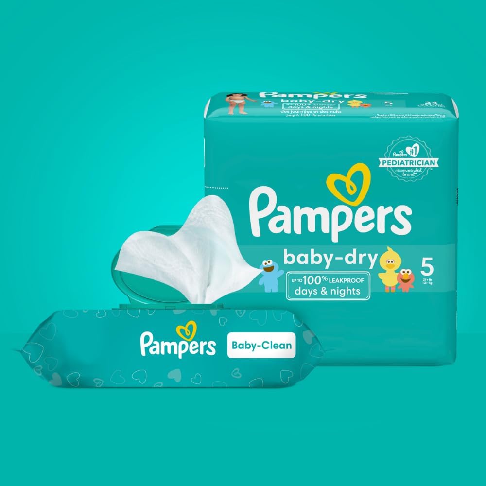 Pampers Baby Wipes, Complete Clean Baby Fresh Scented Wipe, Gently Cleans Head to Toe, 72 Total (1 Flip-Top Packs)
