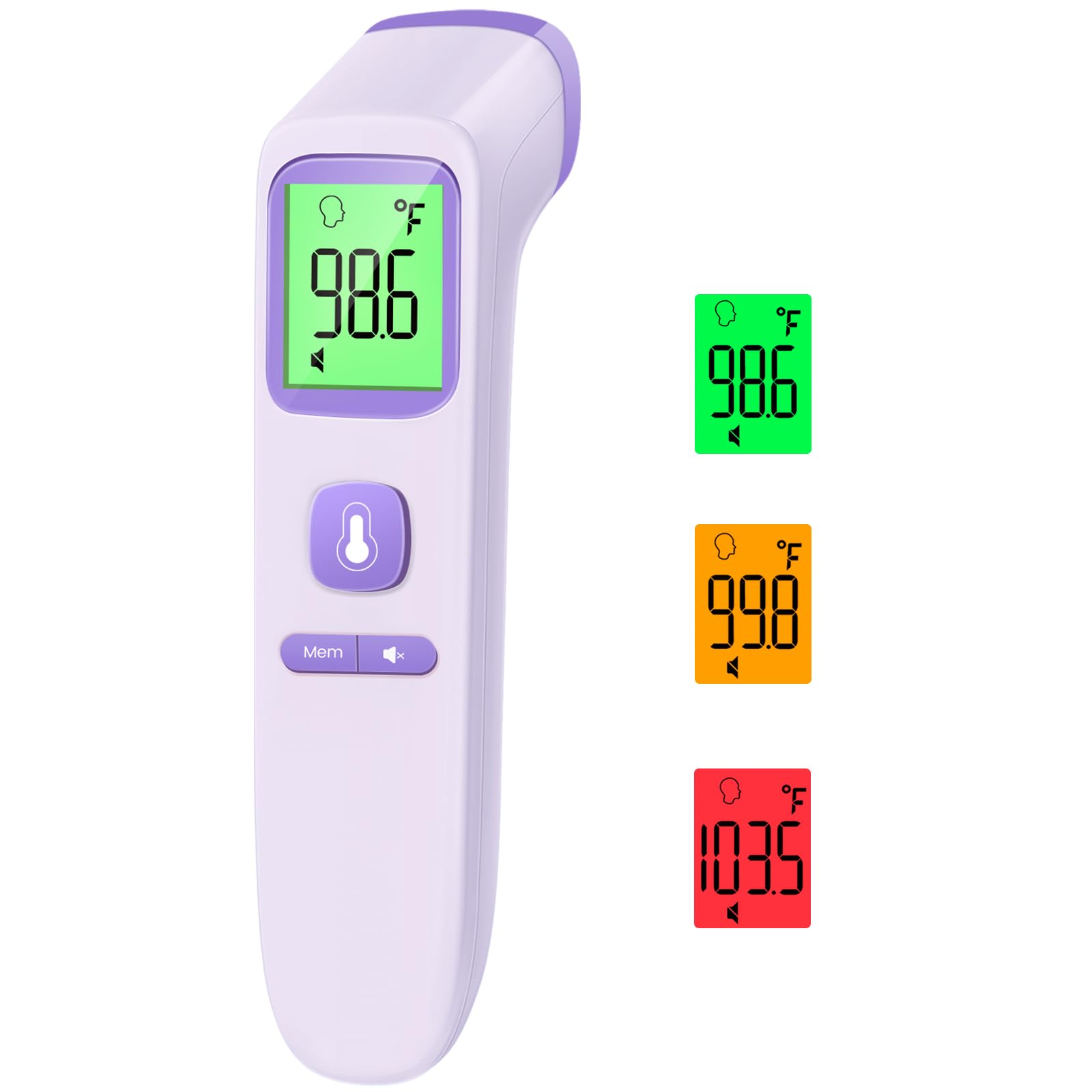 No-Touch Thermometer for Adults and Kids, Accurate Digital Baby Thermometer | 1s Fast Reading, Fever Alarm, Silent Mode, 35-Reading Memory, Forehead & Object Mode, AAA Battery Included, for Home & Clinic