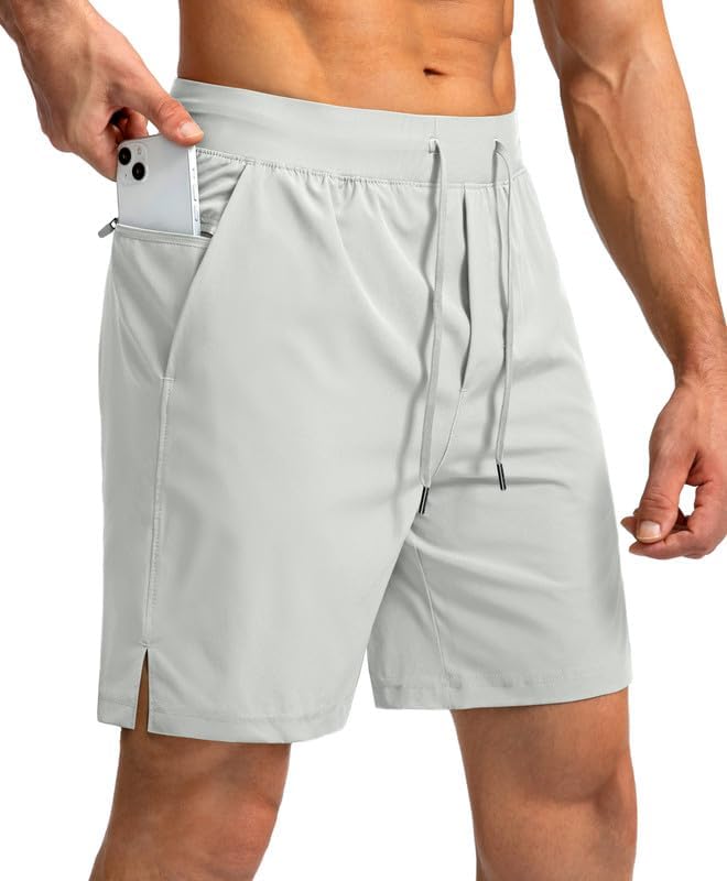 Soothfeel Men's Running Shorts with Zipper Pockets 9"/ 7"/ 5" Quick Dry Eight Basketball Gym Workout Athletic Shorts