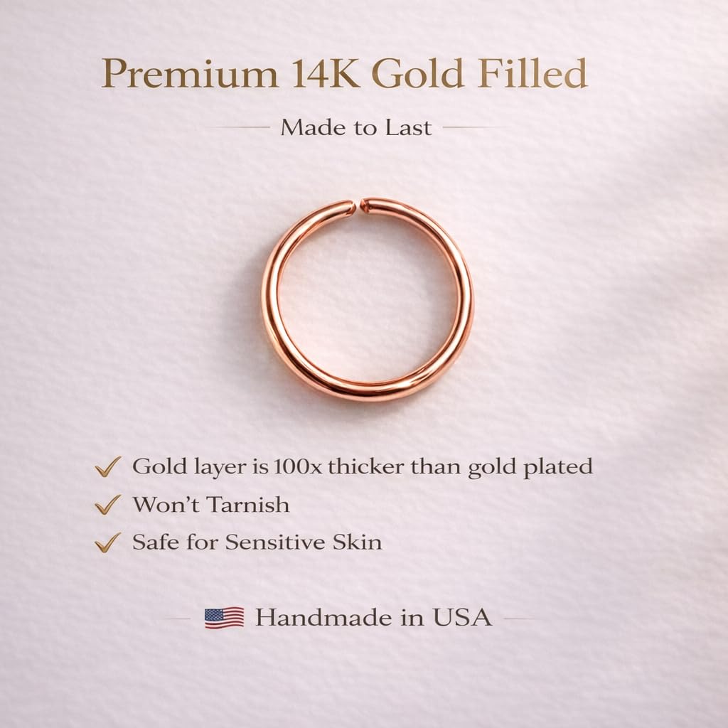 LUCKYJEWUS Small Thin Gold or Sterling Silver Nose Ring Hoop for Women, Tiny Nose Piercing jewelry