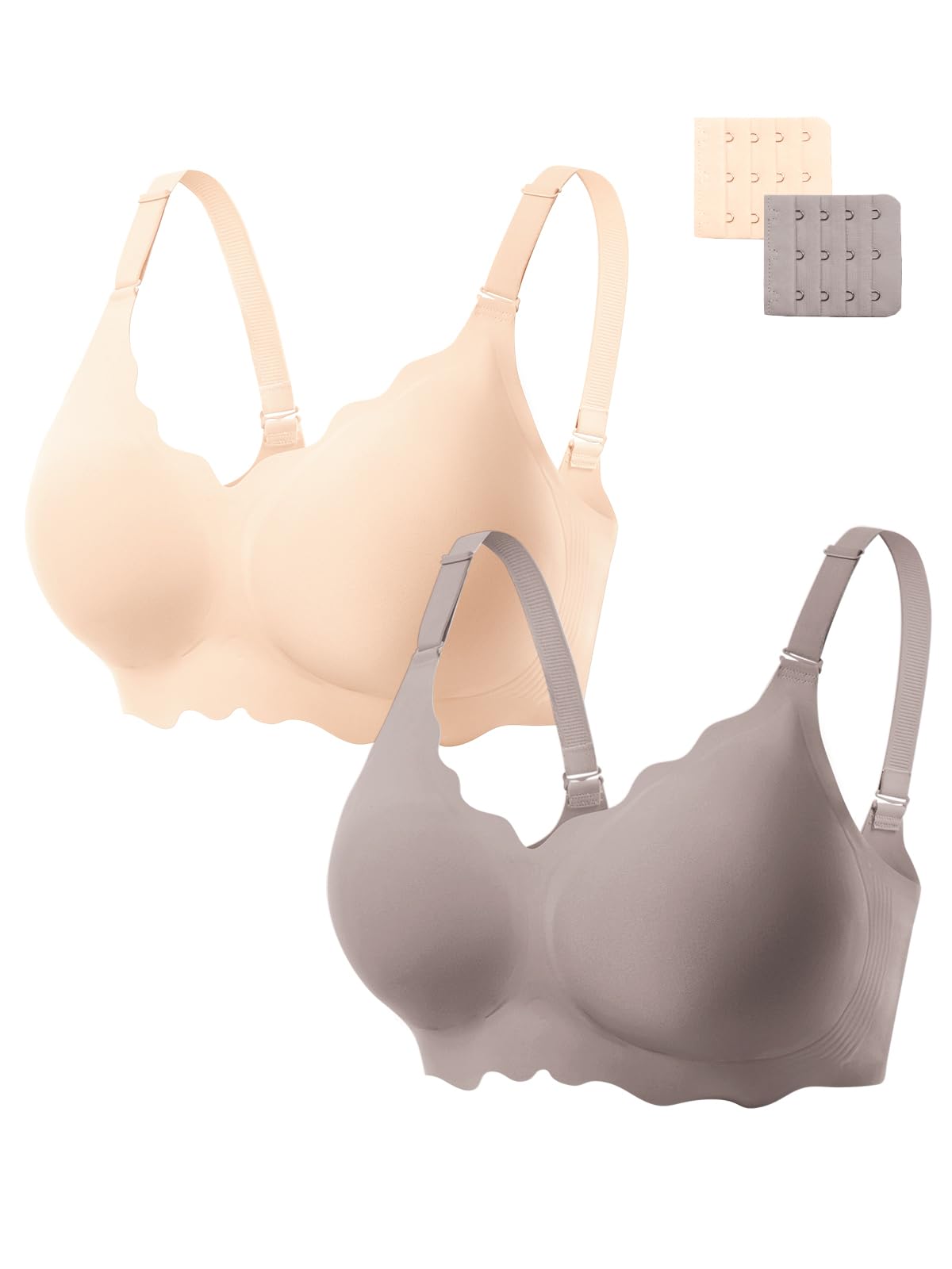 COCOMARTS Jelly Bras for Women No Underwire Scalloped Wireless Push Up Bra | Seamless Full Coverage Supportive Everyday Essentials Tshirt Bras, Soft Breathable Comfortable Bralettes