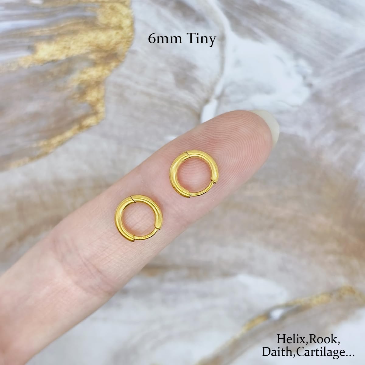 1 Pair 6mm Small Hoop Earrings for Women, Huggie Hoop Earrings (Gold/1.6mm)