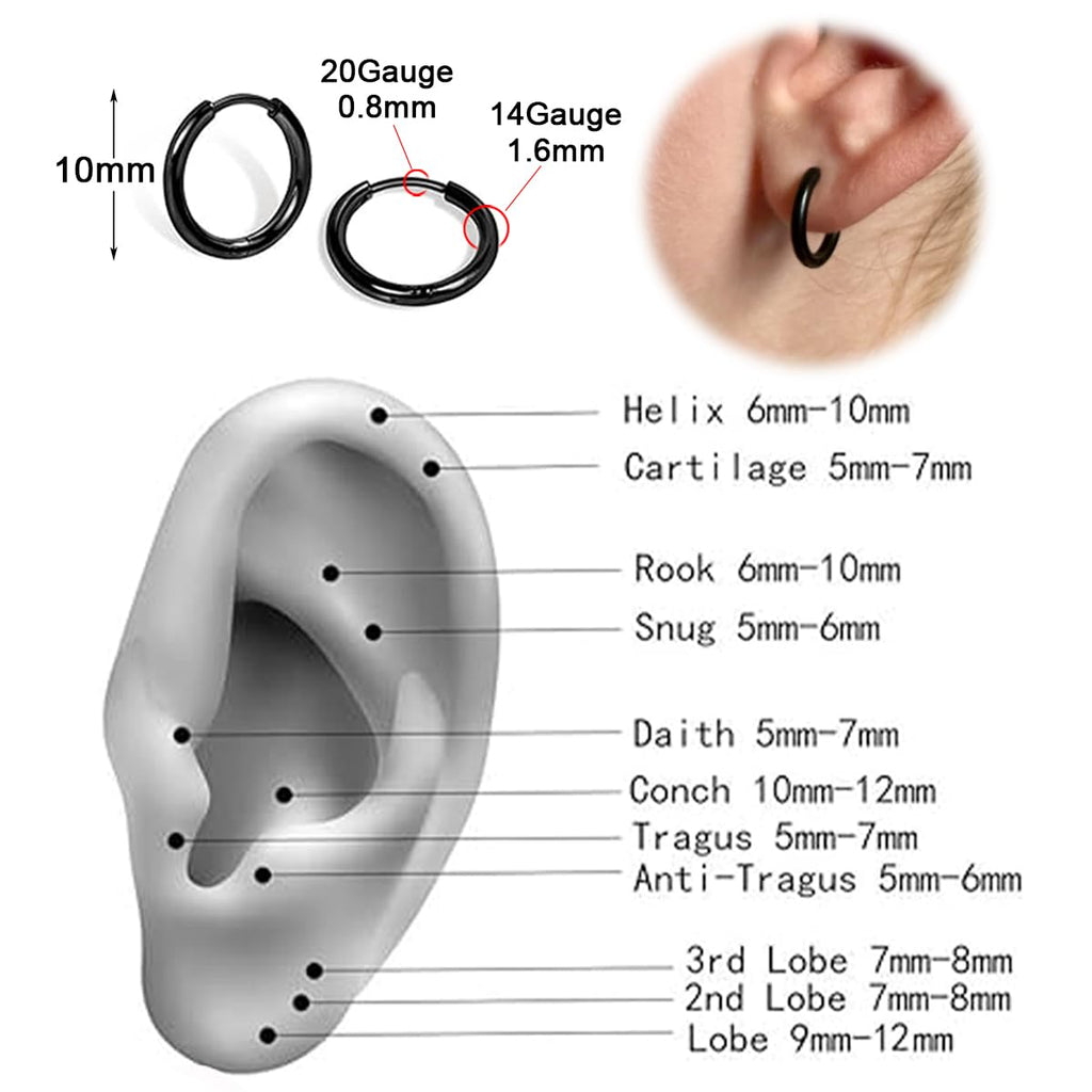 1 Pair 6mm Small Hoop Earrings for Women, Huggie Hoop Earrings (Gold/1.6mm)