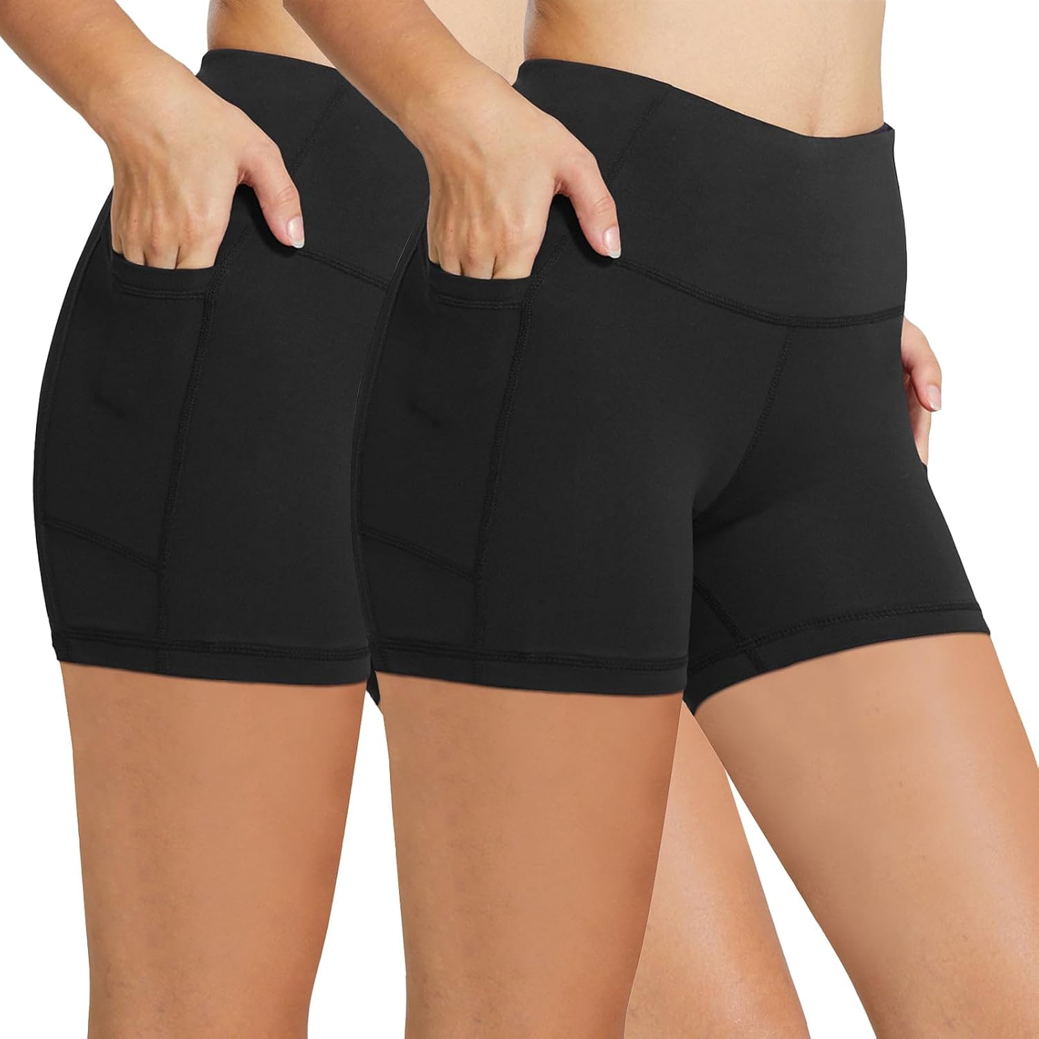 baleaf Women's High Waist Biker Shorts with 3 Pockets