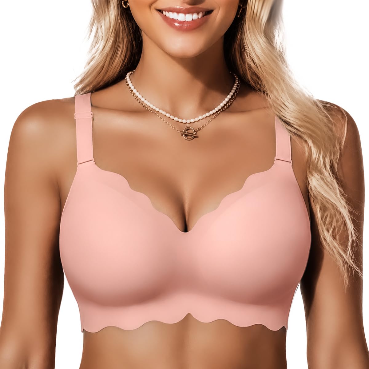 COCOMARTS Jelly Bras for Women No Underwire Scalloped Wireless Push Up Bra | Seamless Full Coverage Supportive Everyday Essentials Tshirt Bras, Soft Breathable Comfortable Bralettes