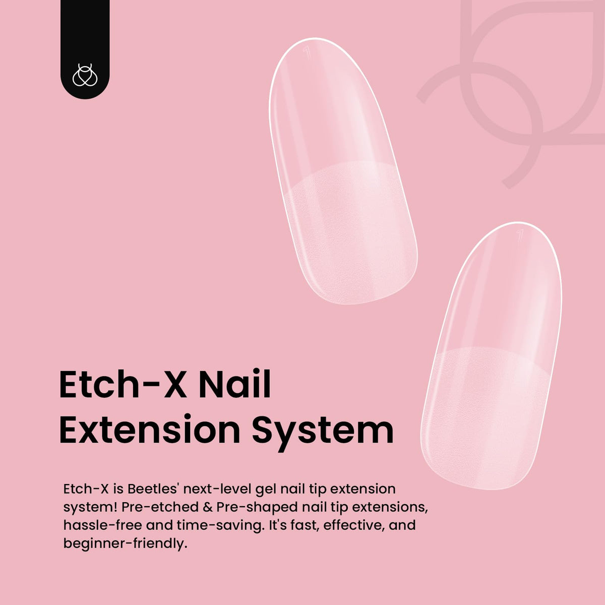 Beetles Soft Gel Nail Tips Short Almond 288pcs in 12 Sizes Etch-X | Pre-Etched Full Cover Acrylic Fake Nails, Salon Quality Nail Supplies, Easy DIY Extension Press On Nails, Gift for Women