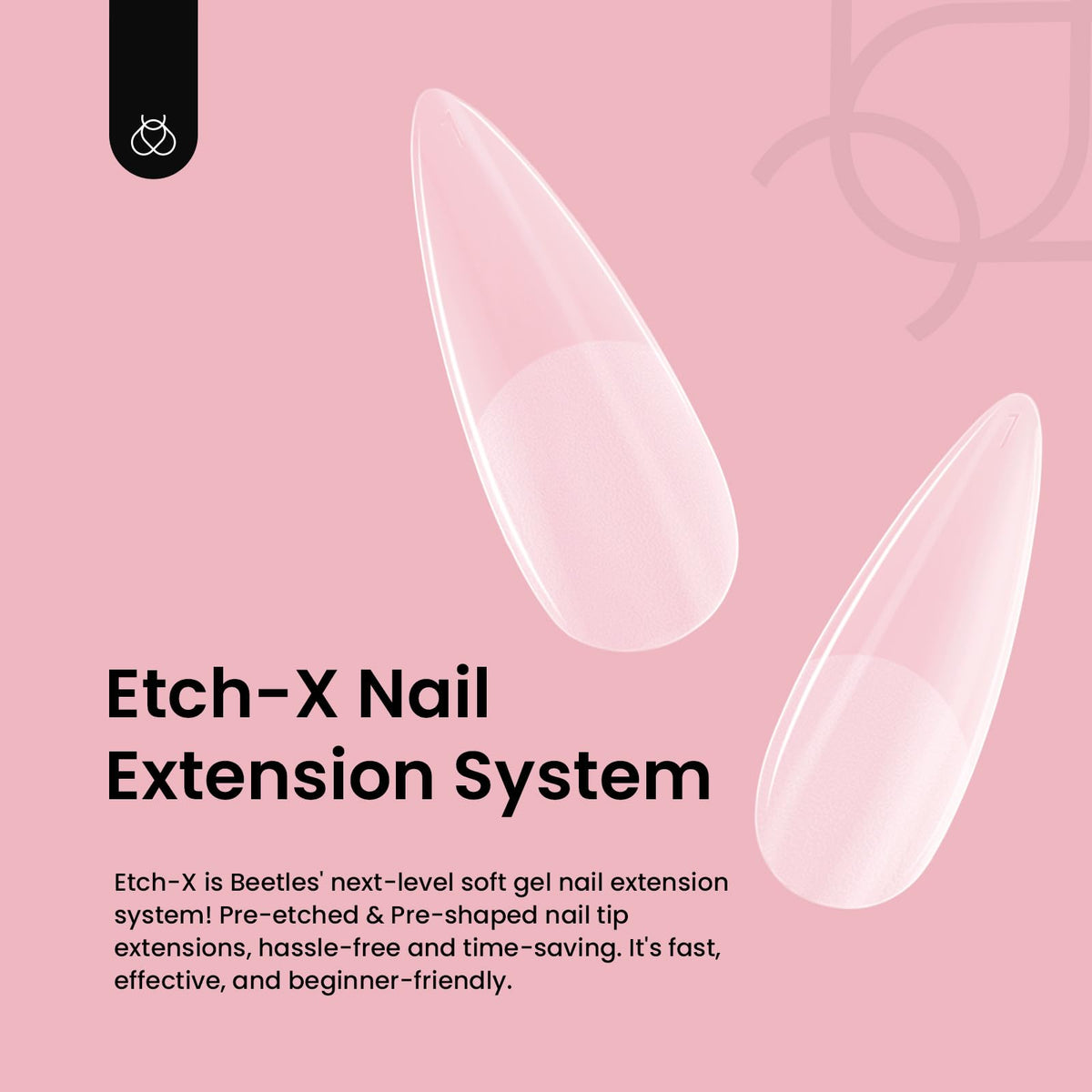 Beetles Soft Gel Nail Tips Short Almond 288pcs in 12 Sizes Etch-X | Pre-Etched Full Cover Acrylic Fake Nails, Salon Quality Nail Supplies, Easy DIY Extension Press On Nails, Gift for Women