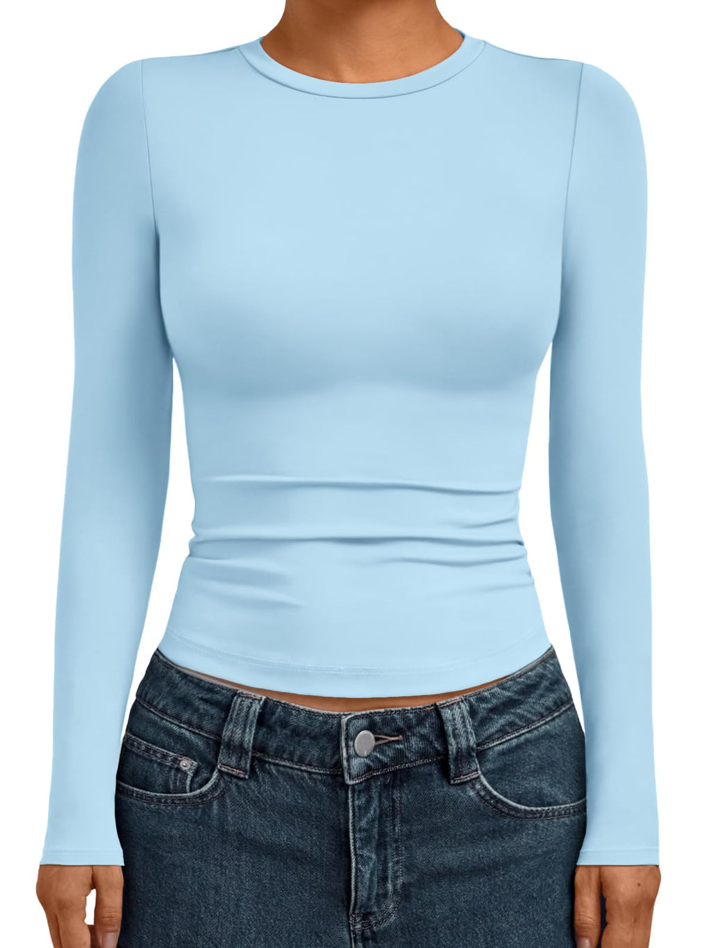 AUTOMET Womens Crew Neck Long Sleeve Shirts Compression Underscrubs Tops