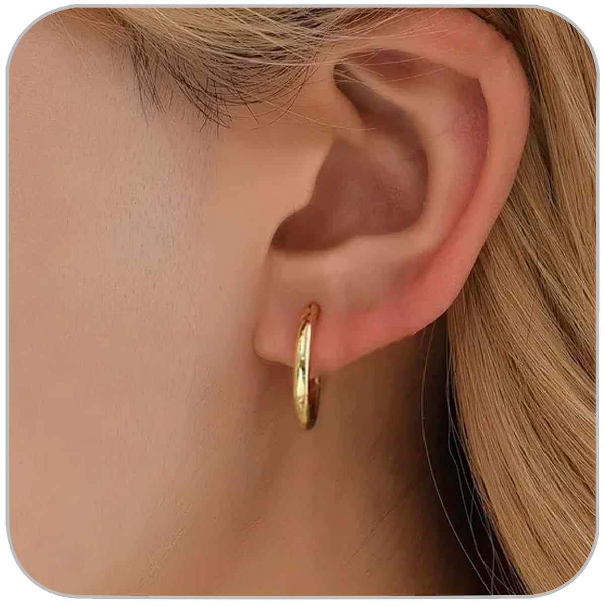 1 Pair 6mm Small Hoop Earrings for Women, Huggie Hoop Earrings (Gold/1.6mm)