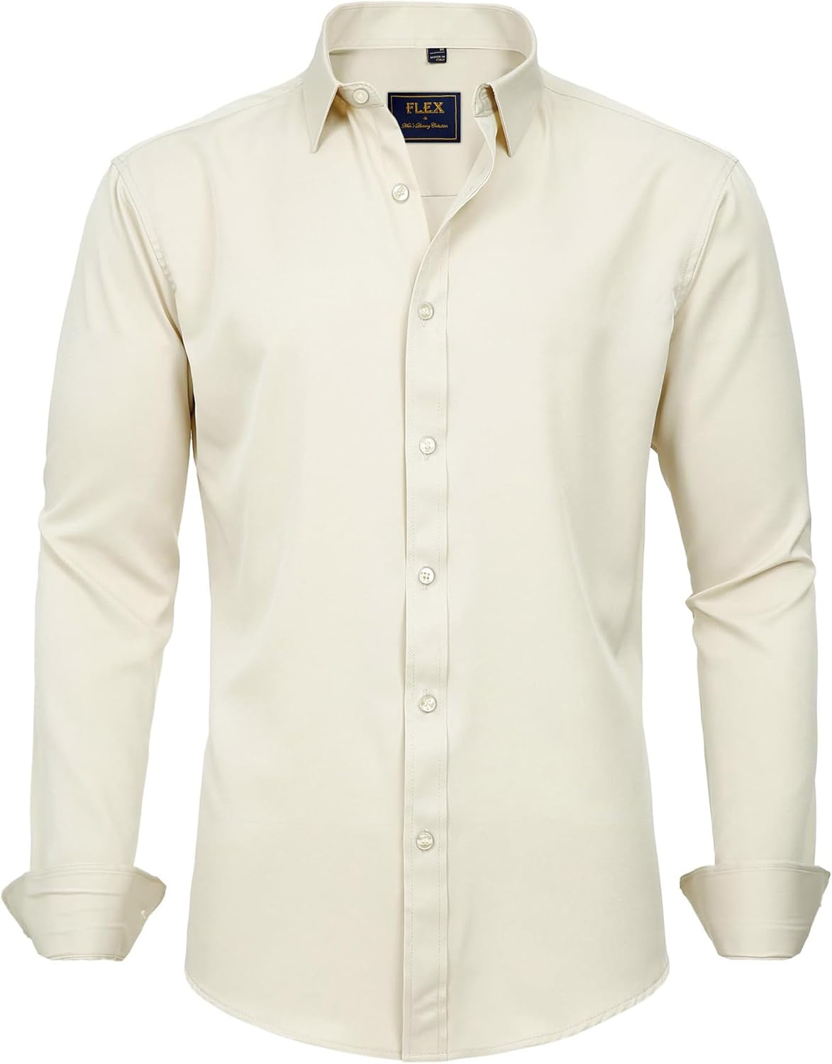 J.VER Men's Dress Shirts Solid Long Sleeve Stretch Wrinkle-Free Formal Shirt Business Casual Button Down Shirts