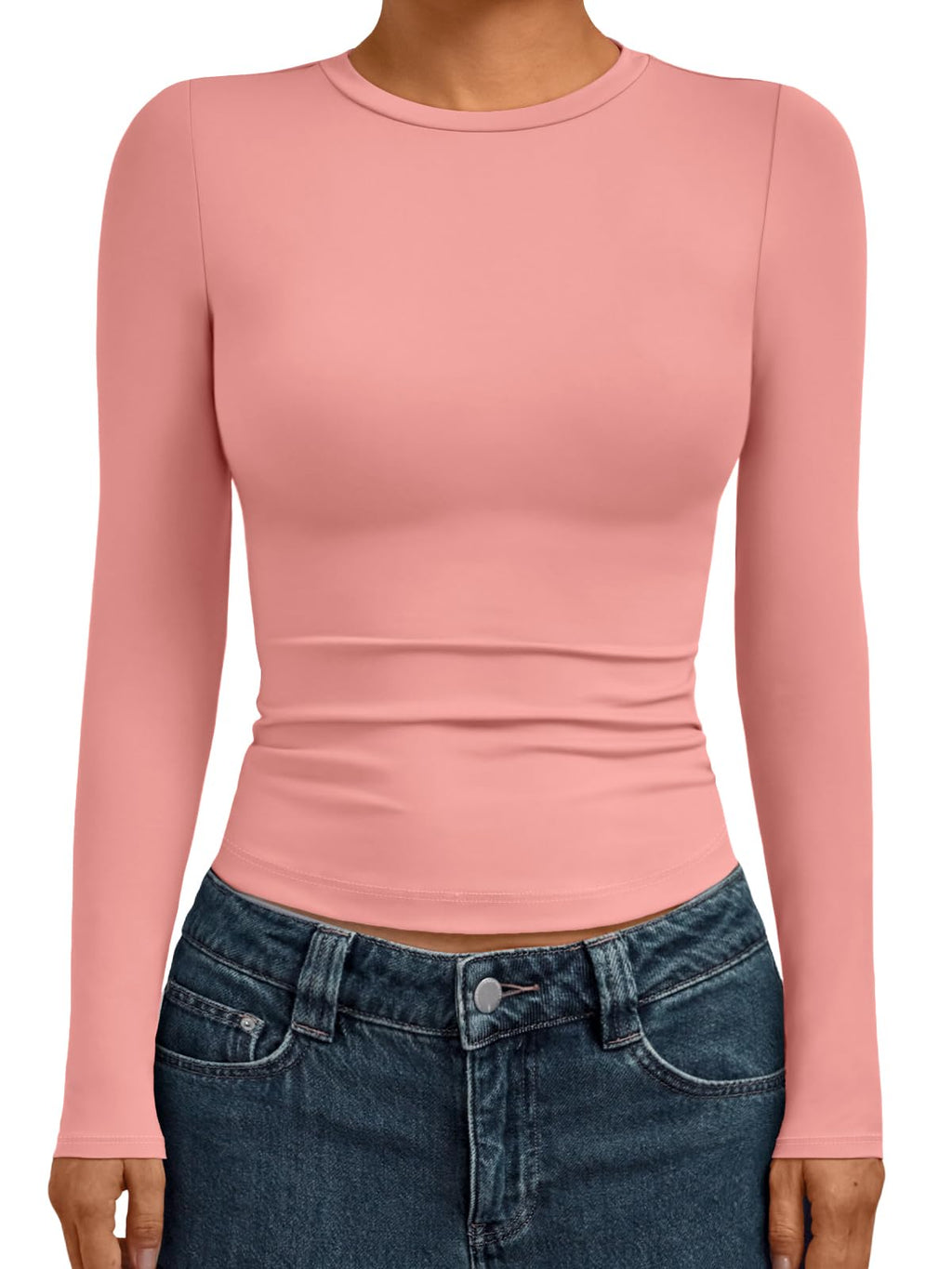 AUTOMET Womens Crew Neck Long Sleeve Shirts Compression Underscrubs Tops