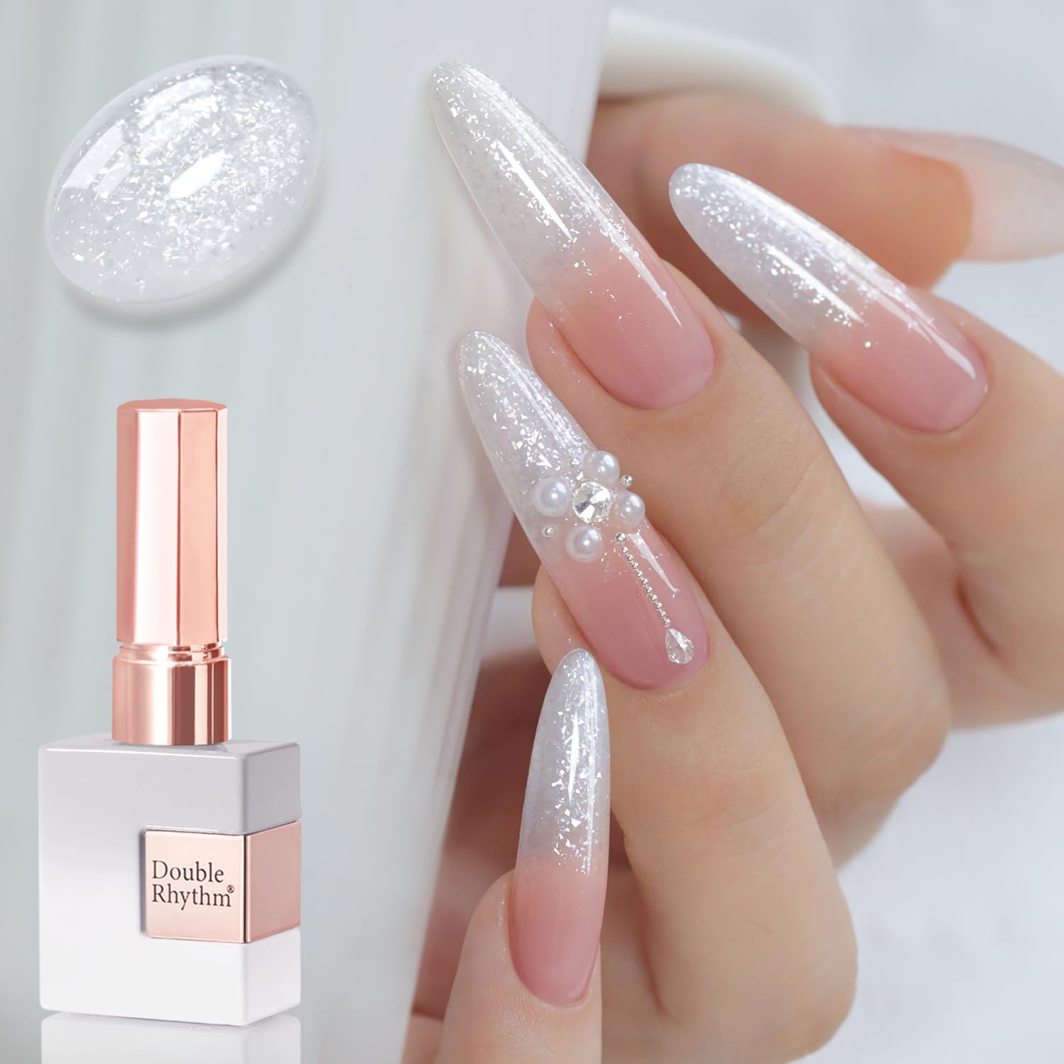 Double Rhythm 15ML Gel Nail Polish Pure Sheer Same Color Same Bottle Gel Polish Art Manicure Salon DIY at Home for Women (Milky White-A1075)