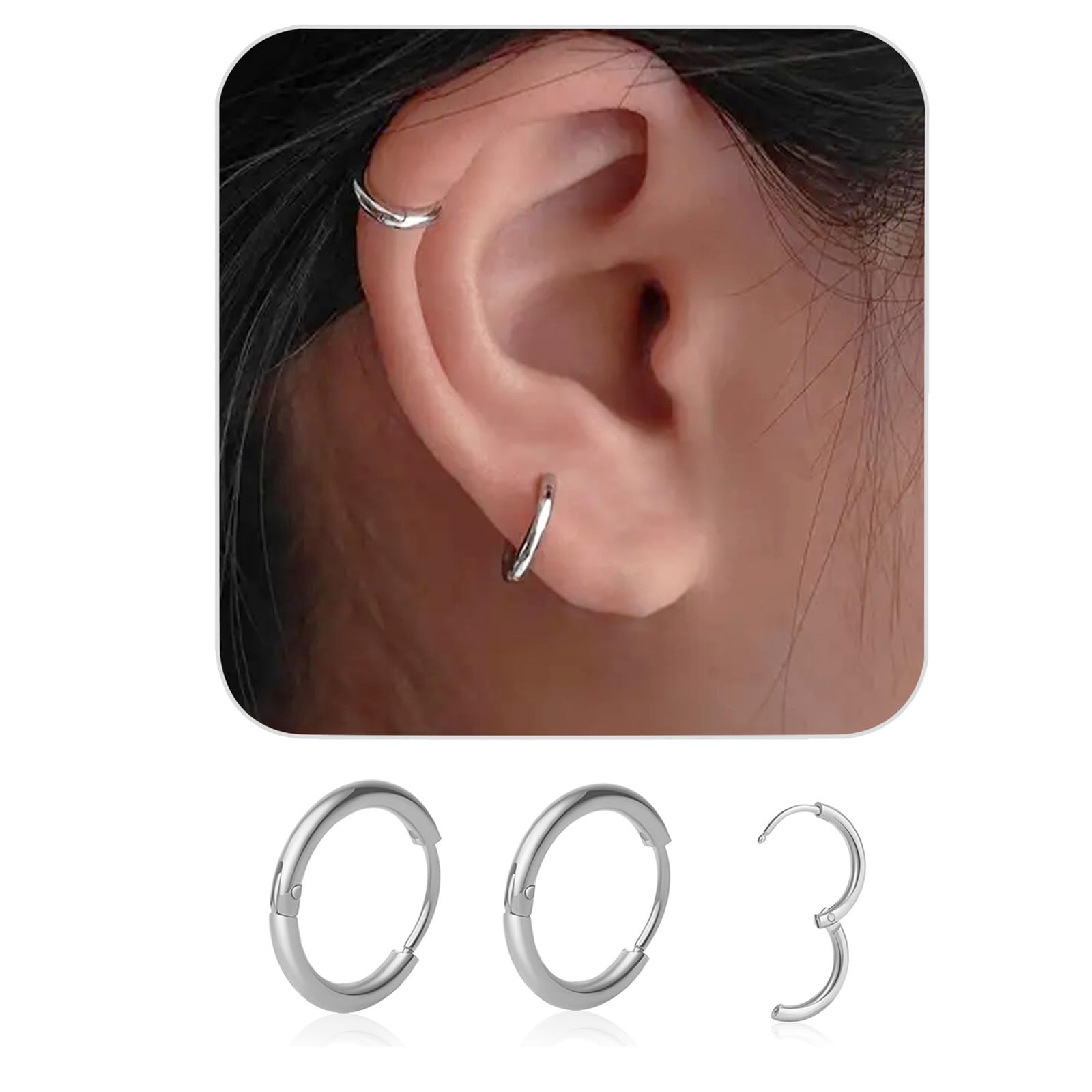 1 Pair 6mm Small Hoop Earrings for Women, Huggie Hoop Earrings (Gold/1.6mm)