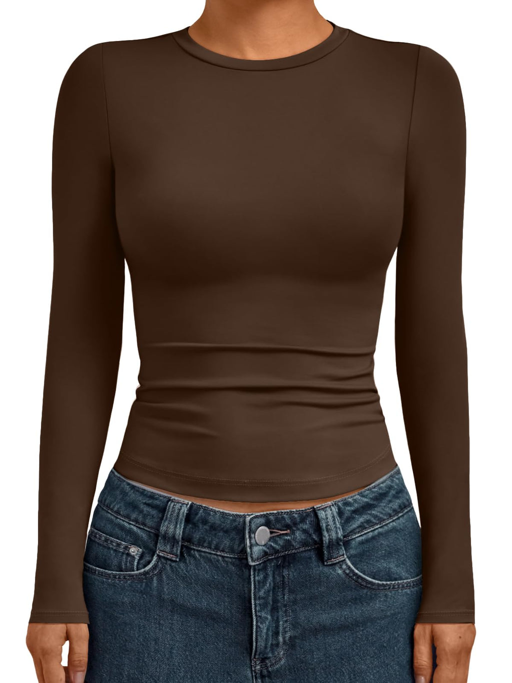 AUTOMET Womens Crew Neck Long Sleeve Shirts Compression Underscrubs Tops