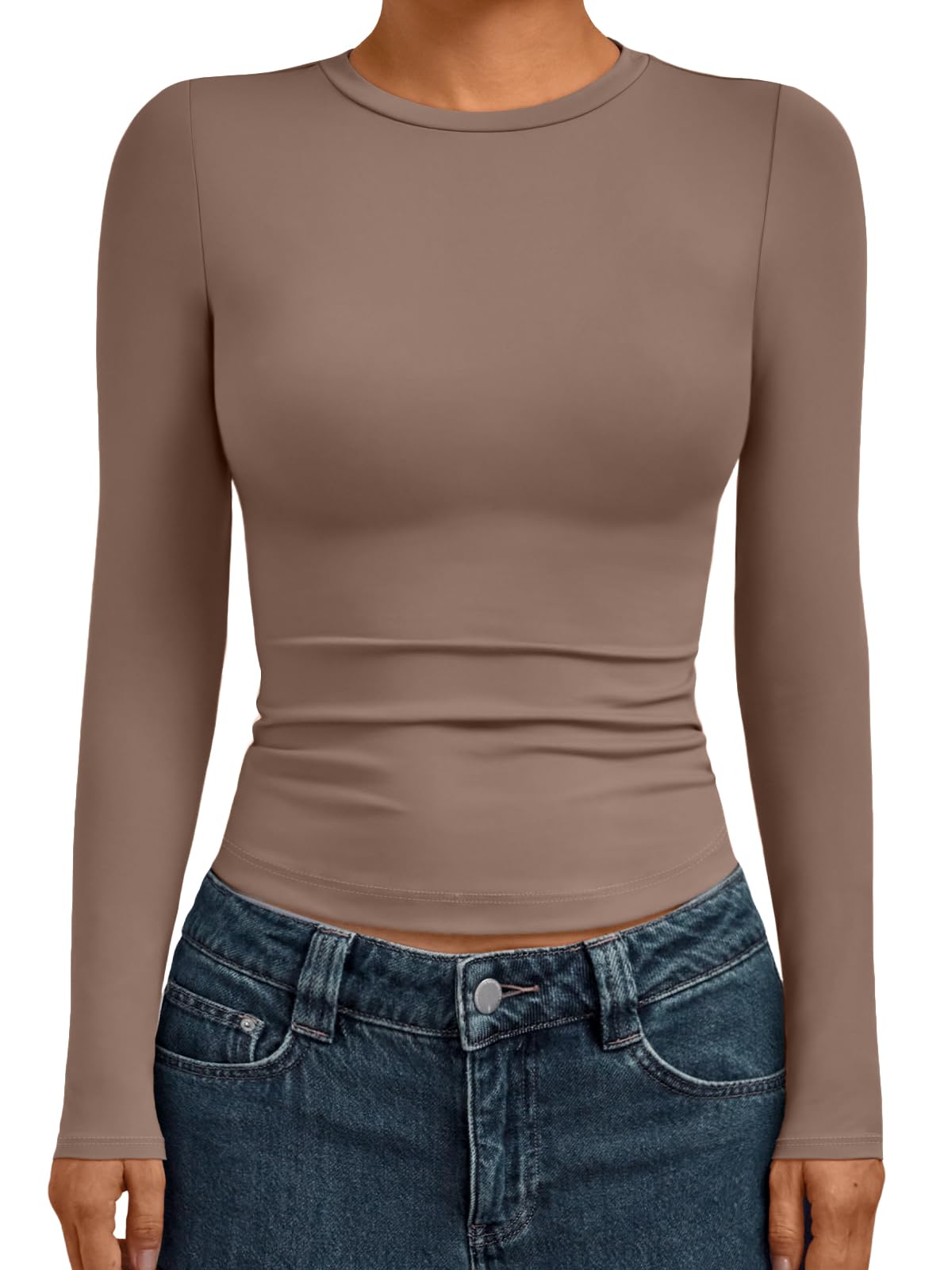AUTOMET Womens Crew Neck Long Sleeve Shirts Compression Underscrubs Tops
