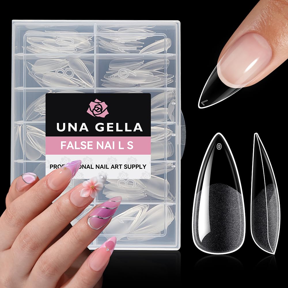 UNA GELLA Short Square Gel Nail Tips Squoval 216pcs Pre-Etched Full Cover | Short Squoval Press on Nails Square Round Oval Clear Acrylic Fake Nails Tips for Nail Extensions Home DIY Salon 12 Sizes