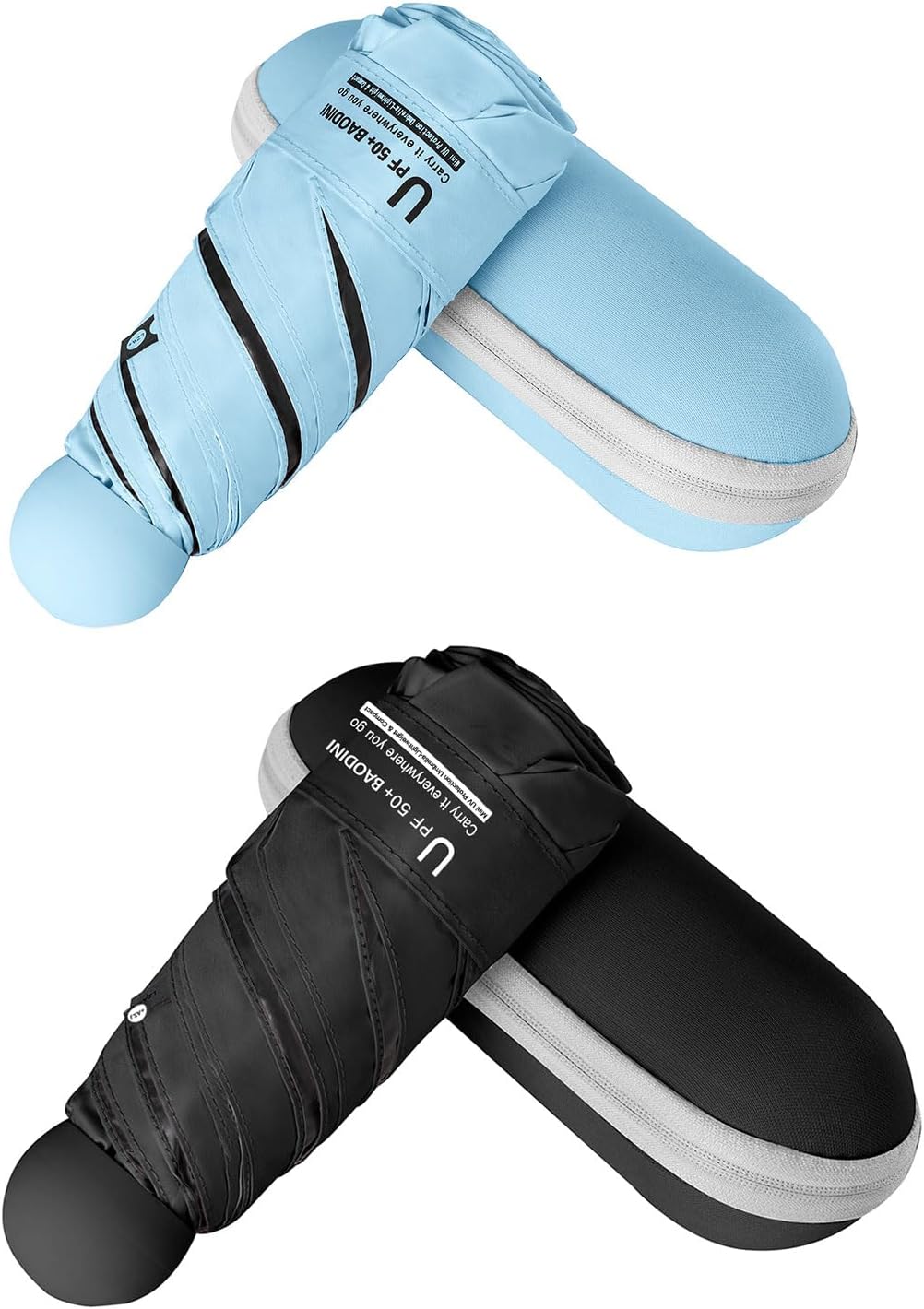 BAODINI Mini Travel Umbrella with UV Sun Protection, Compact Pocket-Size