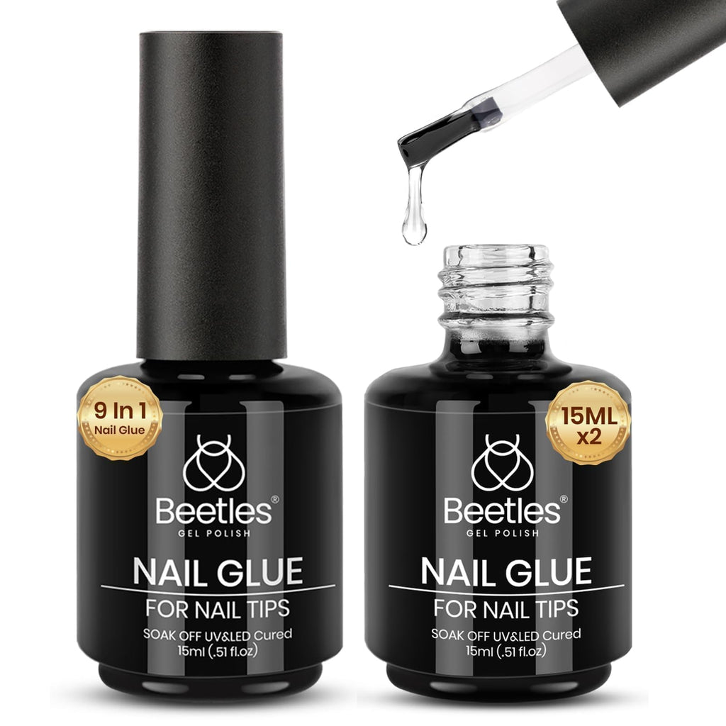 Beetles Soft Gel Nail Tips Short Almond 288pcs in 12 Sizes Etch-X | Pre-Etched Full Cover Acrylic Fake Nails, Salon Quality Nail Supplies, Easy DIY Extension Press On Nails, Gift for Women