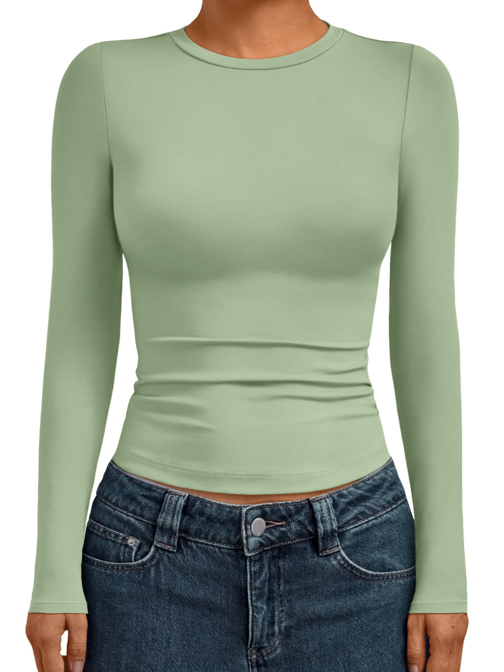 AUTOMET Womens Crew Neck Long Sleeve Shirts Compression Underscrubs Tops