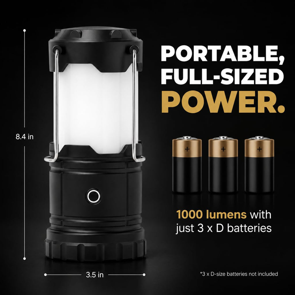 MalloMe Camping Lights LED Lantern Flashlights, Battery Operated Lamp Tent Lanterns for Power Outages, Camping Essentials Outdoor,Home,Emergency Gear, Hurricane Survival (3 AAA batteries not included)