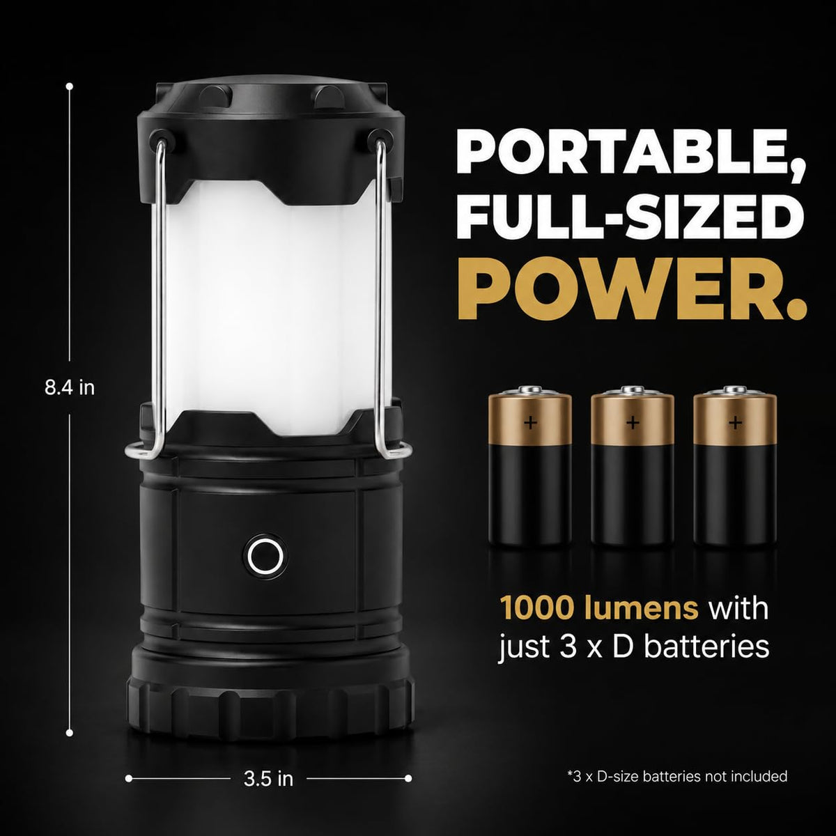 MalloMe Camping Lights LED Lantern Flashlights, Battery Operated Lamp Tent Lanterns for Power Outages, Camping Essentials Outdoor,Home,Emergency Gear, Hurricane Survival (3 AAA batteries not included)