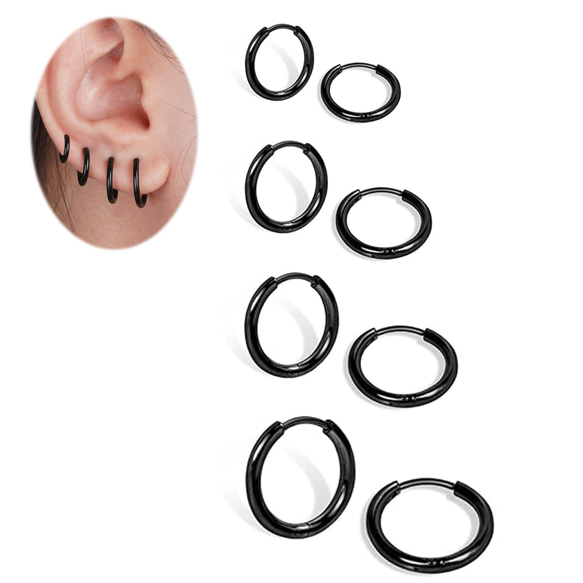 1 Pair 6mm Small Hoop Earrings for Women, Huggie Hoop Earrings (Gold/1.6mm)