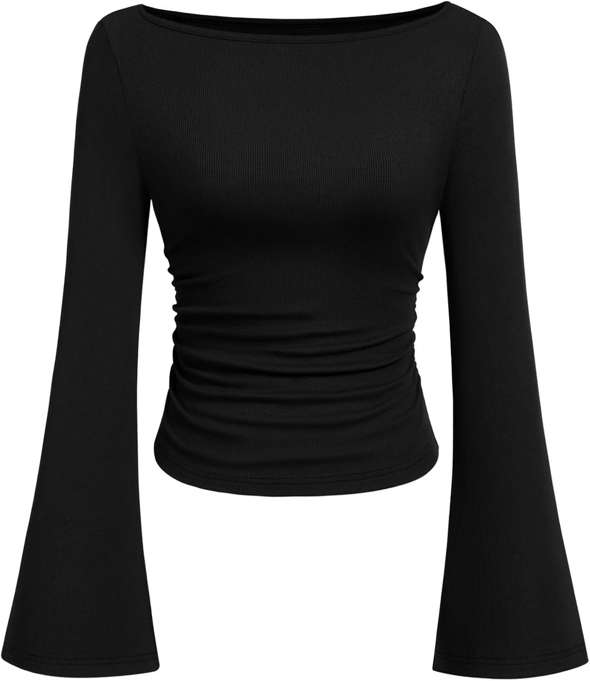PRETTYGARDEN Womens Bell Long Sleeve Ribbed Knit Tops
