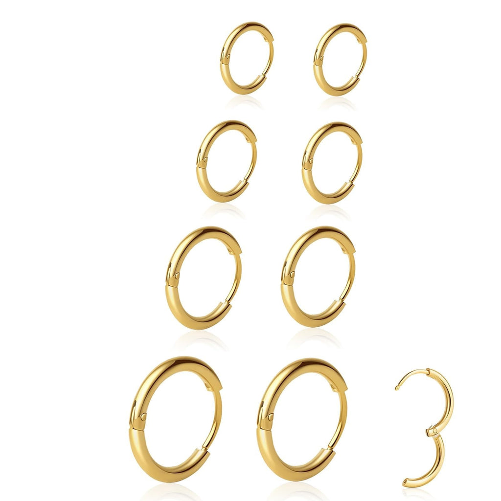 1 Pair 6mm Small Hoop Earrings for Women, Huggie Hoop Earrings (Gold/1.6mm)