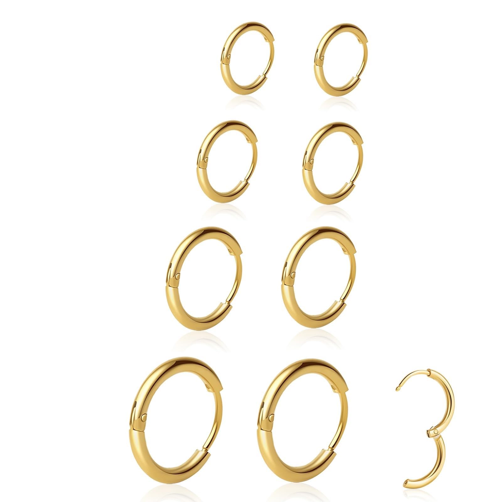 1 Pair 6mm Small Hoop Earrings for Women, Huggie Hoop Earrings (Gold/1.6mm)