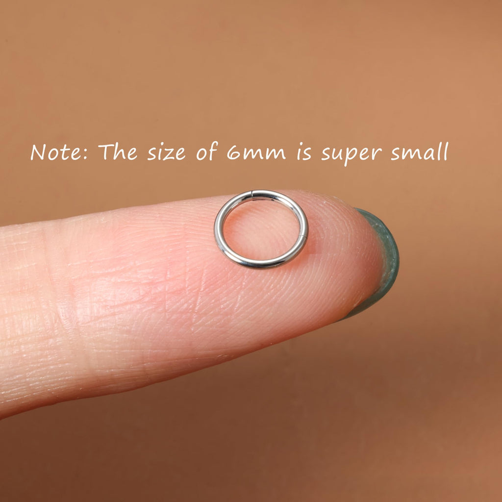 20G 18G 16G Titanium Nose Ring Hoop, Cartilage Hoop Earrings for Women Men Silver Gold Nose Ring Septum Ring Tragus Conch Helix Daith Lip Piercing Jewelry 6mm/7mm/8mm/9mm/10mm