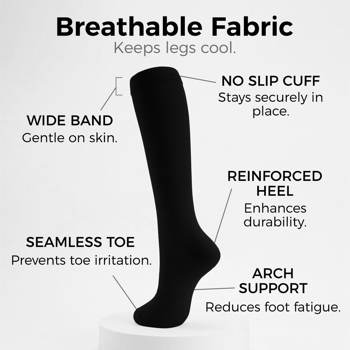 Compression Socks for Women & Men 15-20 mmHg, Knee High, 3 Pairs | Graduated Compression, Supports Circulation, Ideal for Nurses, Pregnancy, Travel, Flights, Running & Athletic Edema
