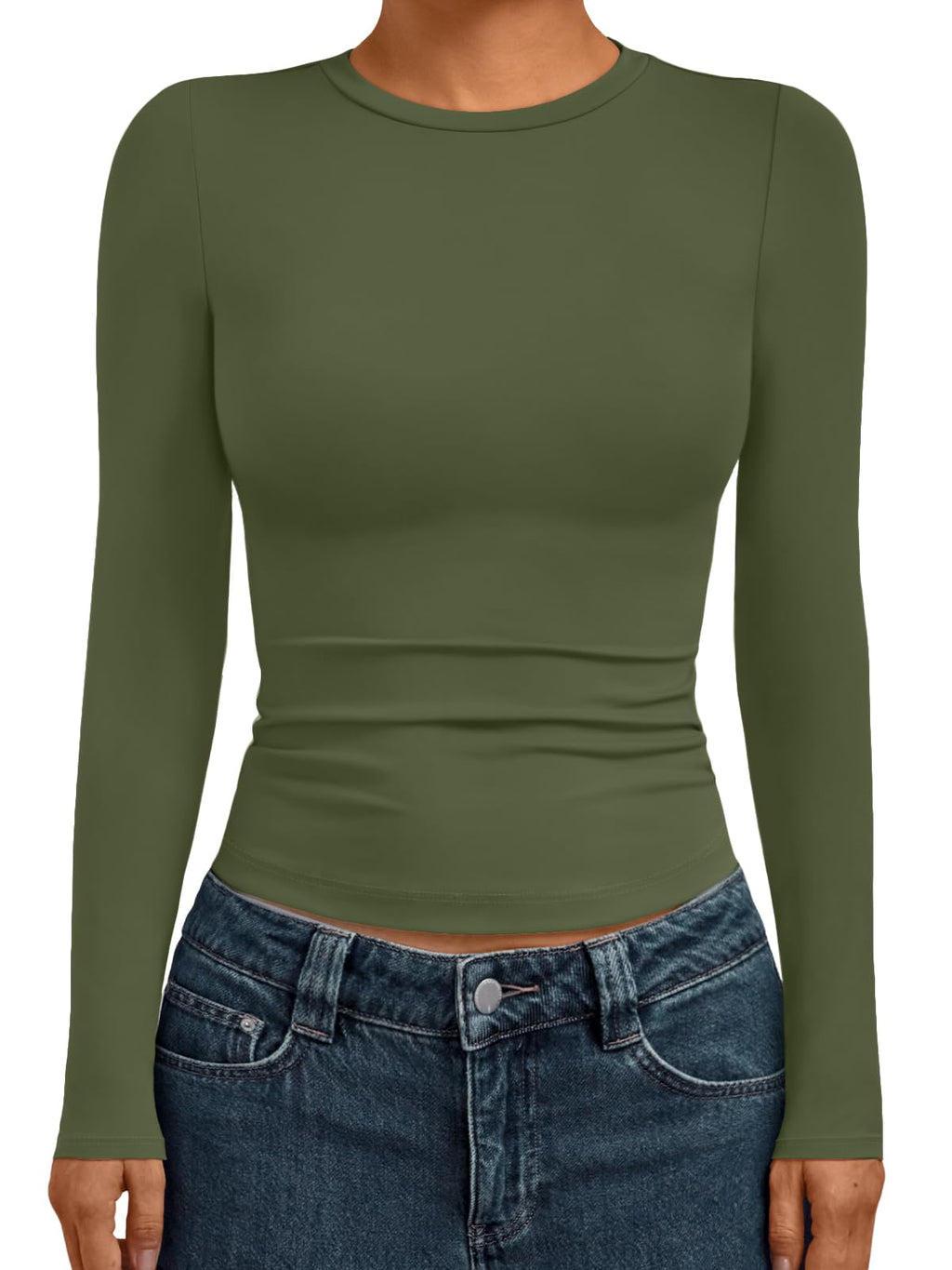 AUTOMET Womens Crew Neck Long Sleeve Shirts Compression Underscrubs Tops
