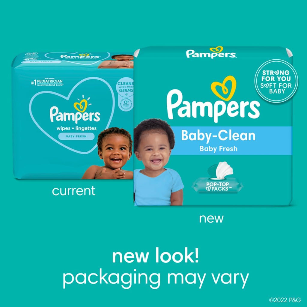Pampers Baby Wipes, Complete Clean Baby Fresh Scented Wipe, Gently Cleans Head to Toe, 72 Total (1 Flip-Top Packs)