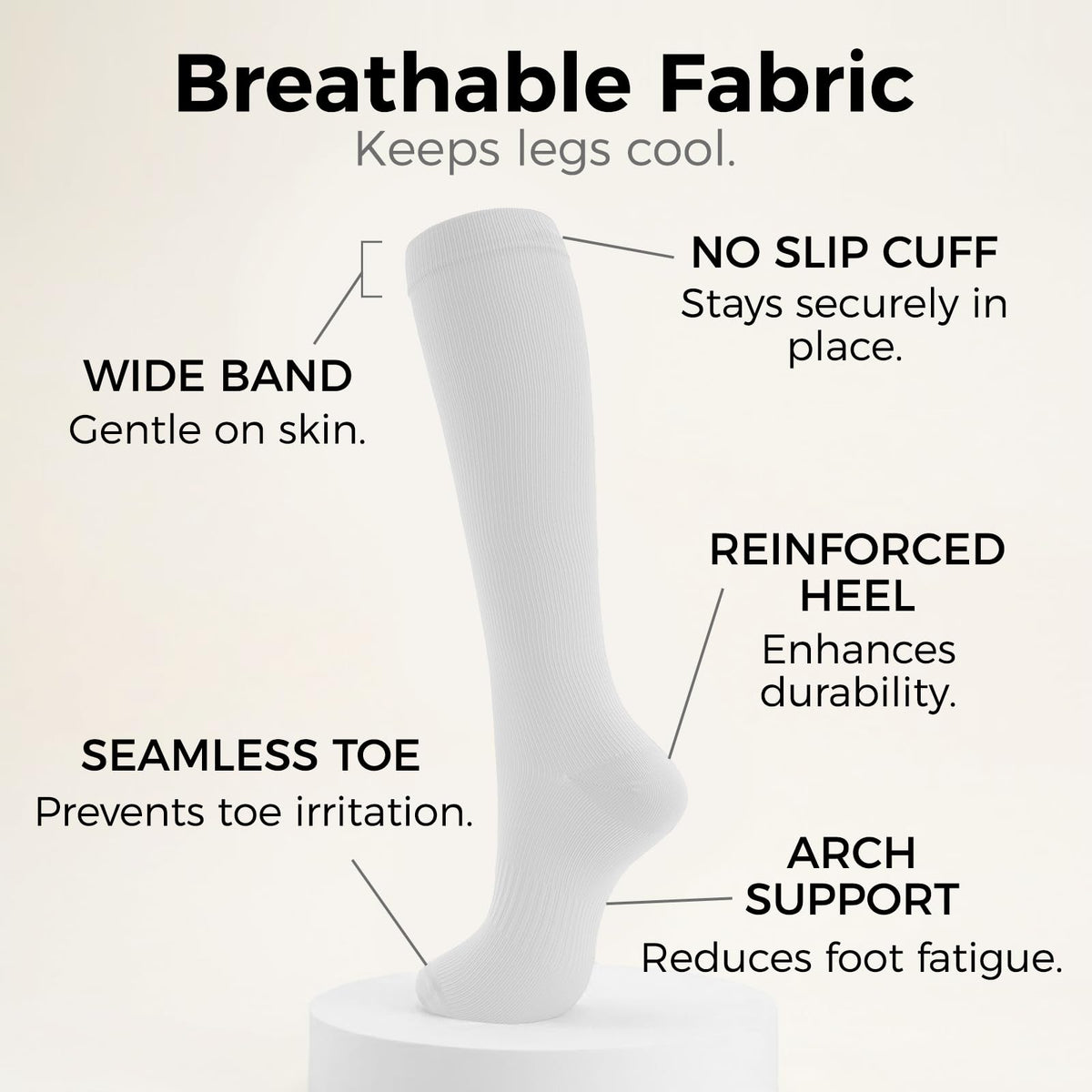 Compression Socks for Women & Men 15-20 mmHg, Knee High, 3 Pairs | Graduated Compression, Supports Circulation, Ideal for Nurses, Pregnancy, Travel, Flights, Running & Athletic Edema