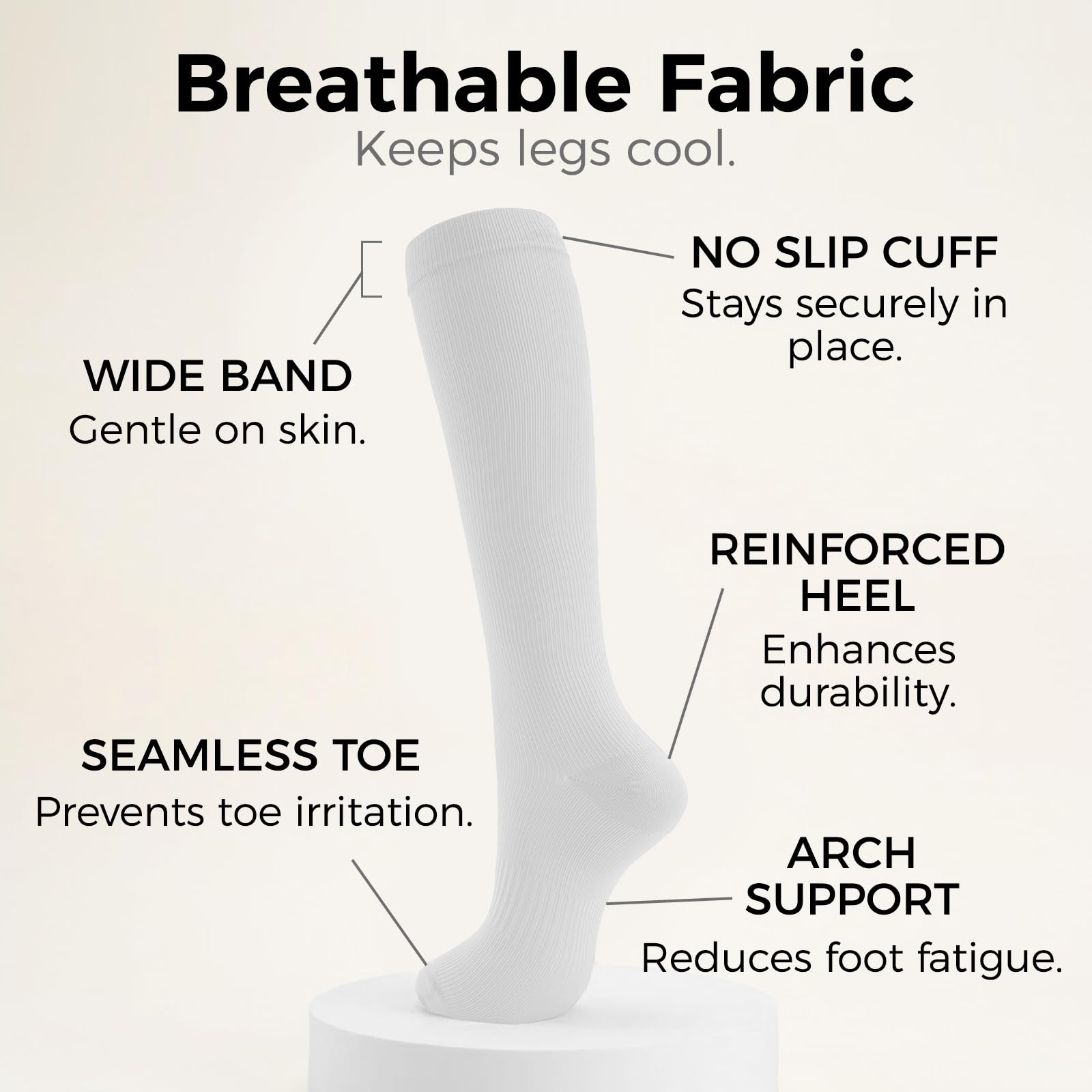 Compression Socks for Women & Men 15-20 mmHg, Knee High, 3 Pairs | Graduated Compression, Supports Circulation, Ideal for Nurses, Pregnancy, Travel, Flights, Running & Athletic Edema