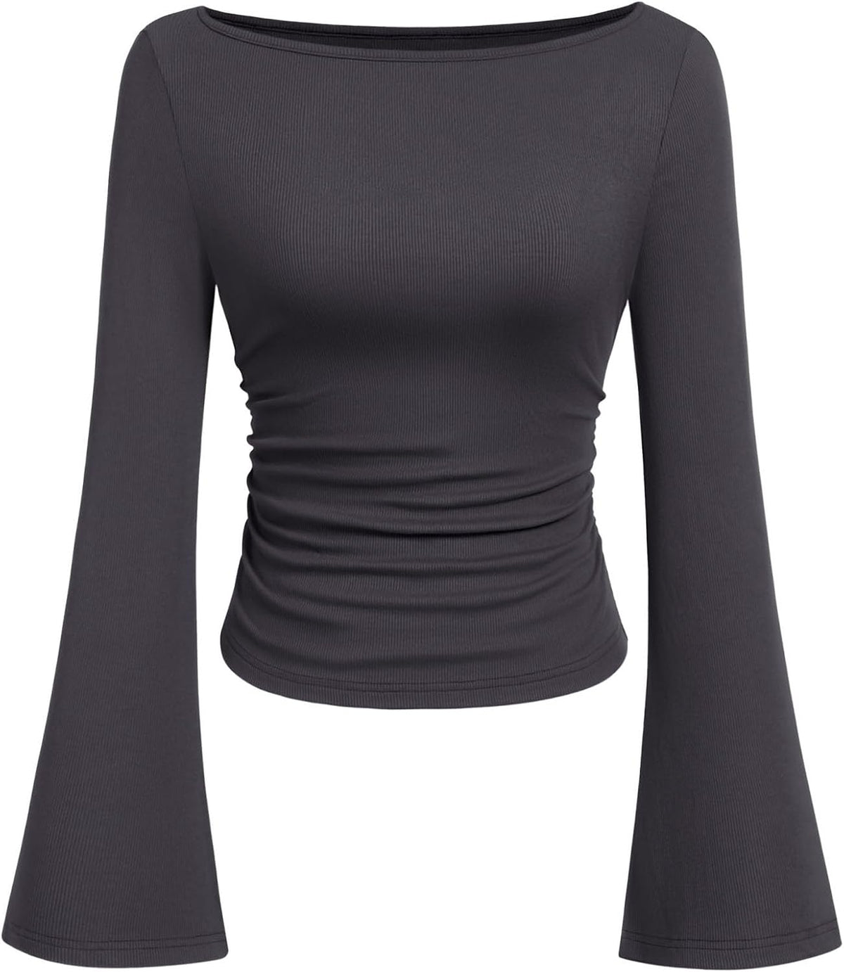 PRETTYGARDEN Womens Bell Long Sleeve Ribbed Knit Tops
