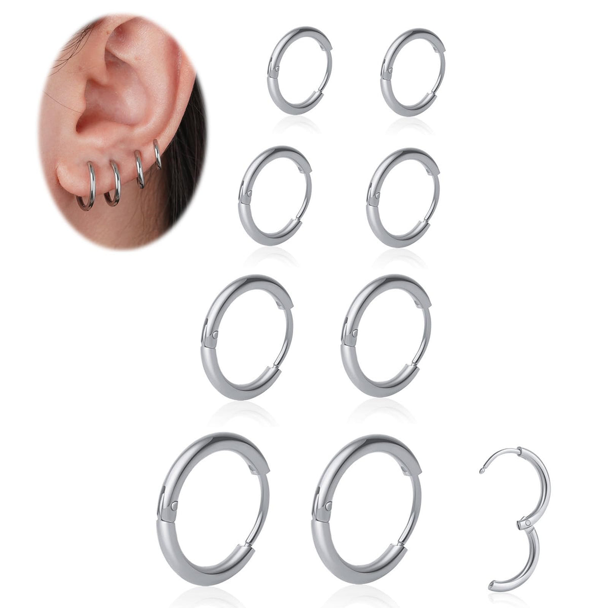 1 Pair 6mm Small Hoop Earrings for Women, Huggie Hoop Earrings (Gold/1.6mm)