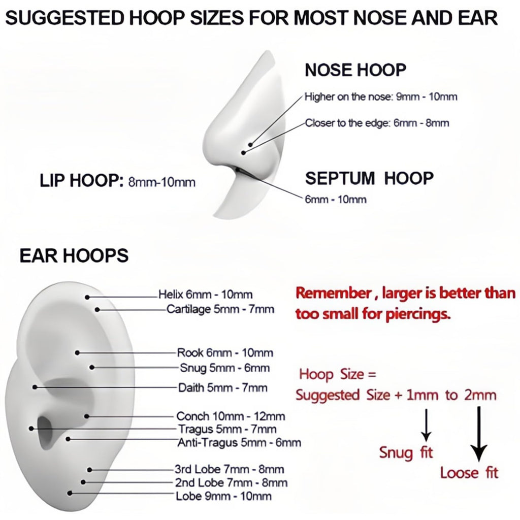 20G 18G 16G Titanium Nose Ring Hoop, Cartilage Hoop Earrings for Women Men Silver Gold Nose Ring Septum Ring Tragus Conch Helix Daith Lip Piercing Jewelry 6mm/7mm/8mm/9mm/10mm