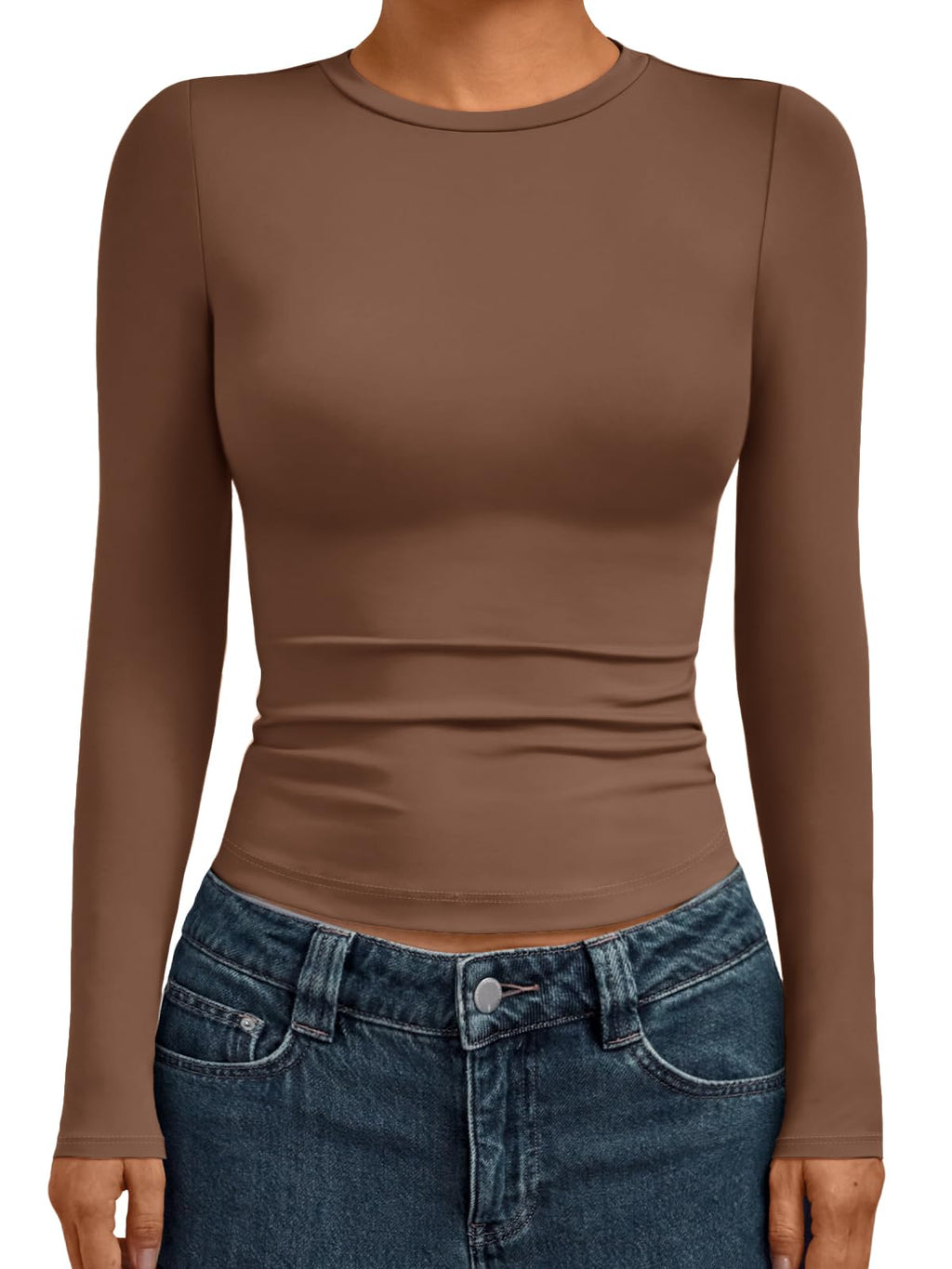 AUTOMET Womens Crew Neck Long Sleeve Shirts Compression Underscrubs Tops