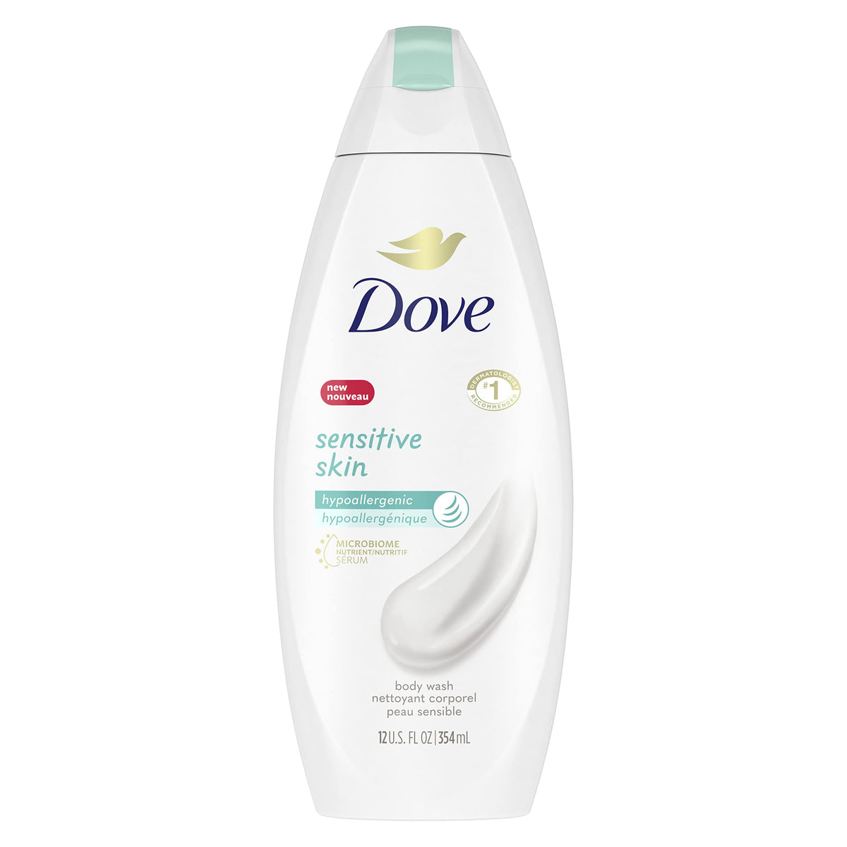 Dove Sensitive Skin Body Wash, 24hr Lotion-Soft Skin, 30.6 oz | Hypoallergenic body wash with MicroMoisture technology for 24-hour hydration and soft skin