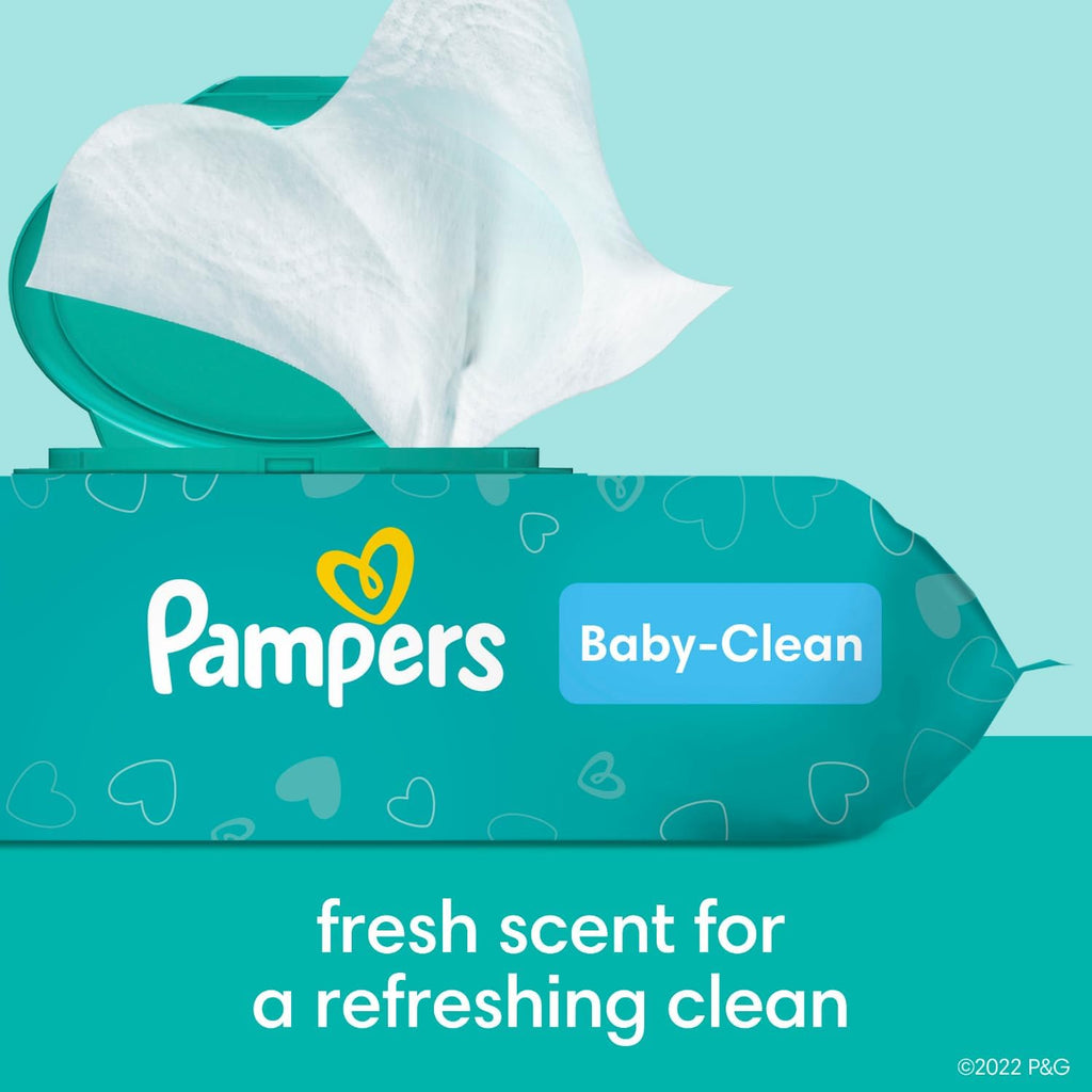 Pampers Baby Wipes, Complete Clean Baby Fresh Scented Wipe, Gently Cleans Head to Toe, 72 Total (1 Flip-Top Packs)