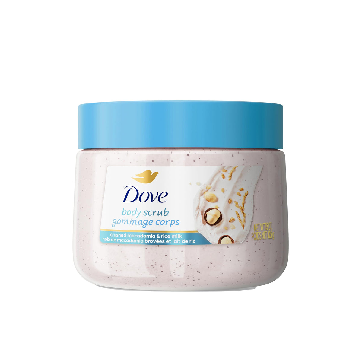 Dove Himalayan Salt & Rose Oil Body Scrub Exfoliates and Deeply 15 oz | For skin that needs polish, Helps reveal smooth skin, With Himalayan salt & Rose Oil