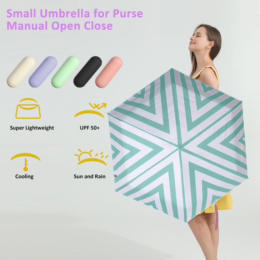 BAODINI Mini Travel Umbrella with UV Sun Protection, Compact Pocket-Size
