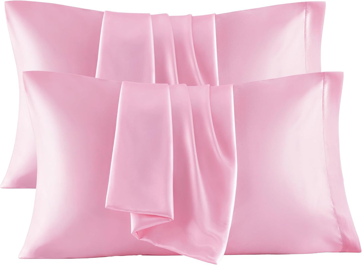 Bedsure Satin Pillowcase, Similar to Silk Pillow Cases Queen Size Set of 2, Cooling Pillow Case Covers with Envelope Closure, Room Decor Gifts for Women Men, Silver Grey, 20x30 Inches, 2pcs