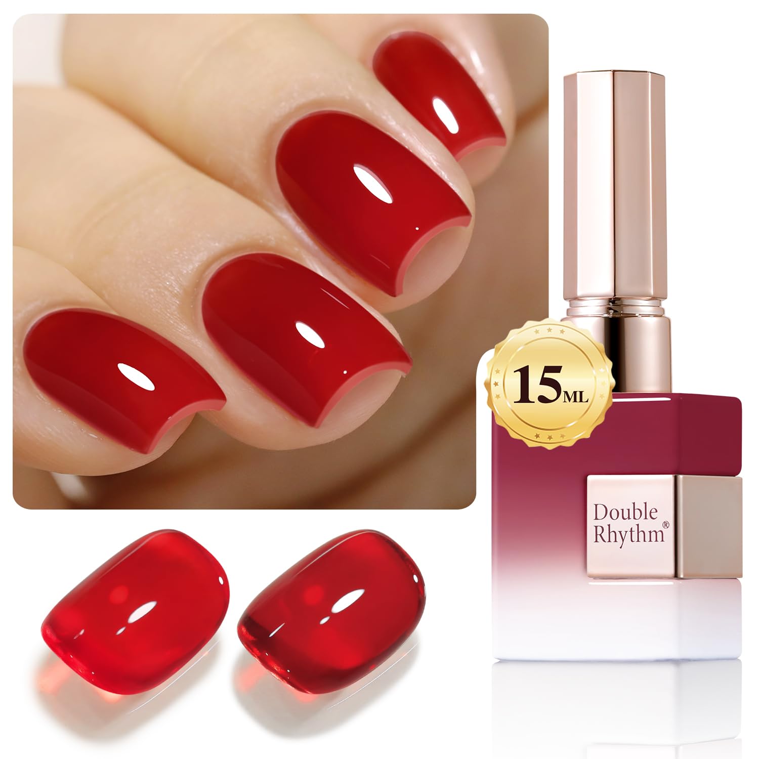 Double Rhythm 15ML Gel Nail Polish Pure Sheer Same Color Same Bottle Gel Polish Art Manicure Salon DIY at Home for Women (Milky White-A1075)