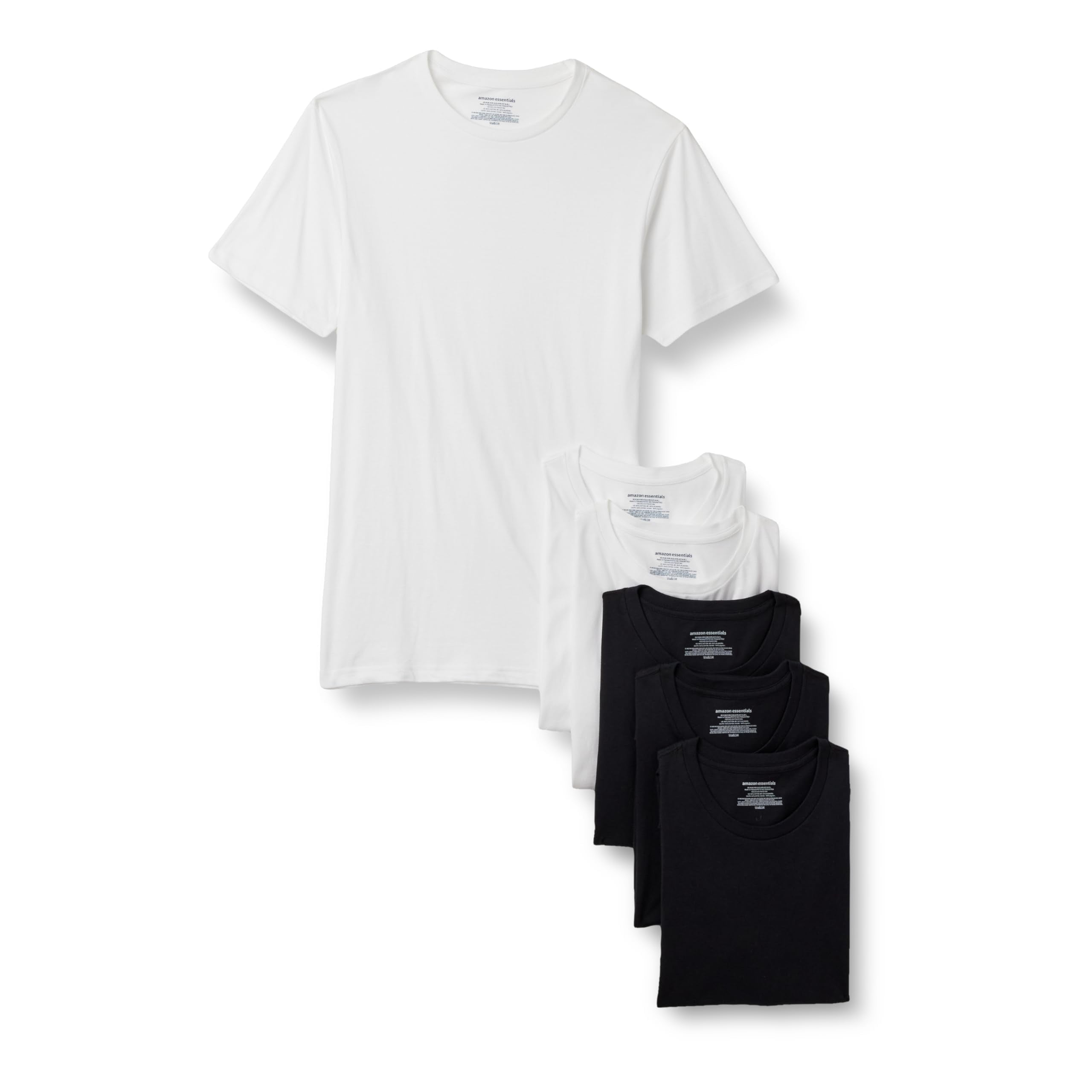 Amazon Essentials Men's Slim Fit Crewneck Undershirts, Pack of 6
