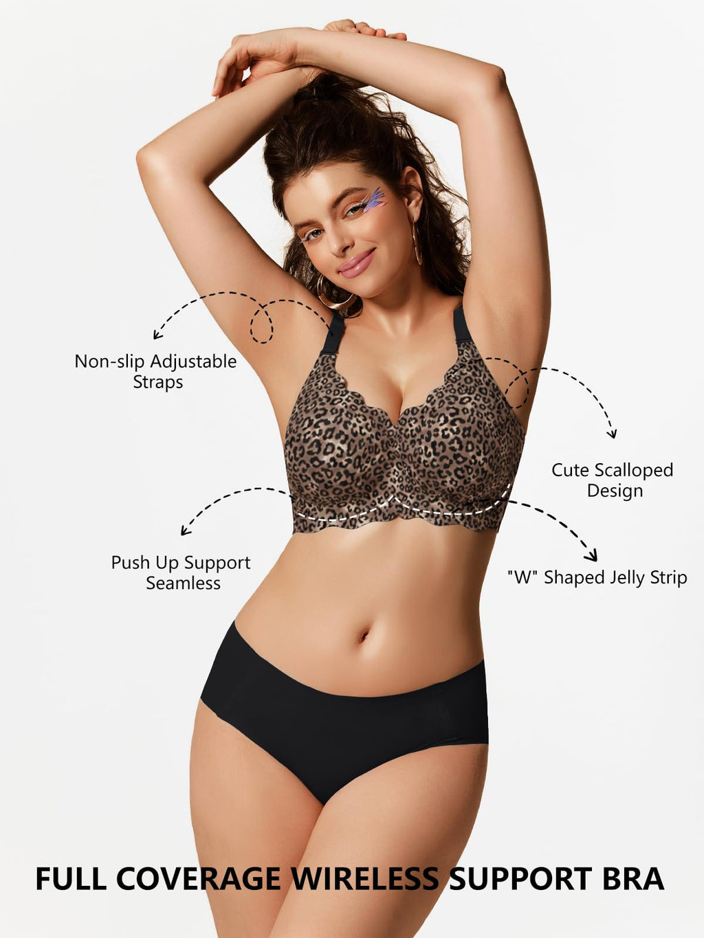 COCOMARTS Jelly Bras for Women No Underwire Scalloped Wireless Push Up Bra | Seamless Full Coverage Supportive Everyday Essentials Tshirt Bras, Soft Breathable Comfortable Bralettes