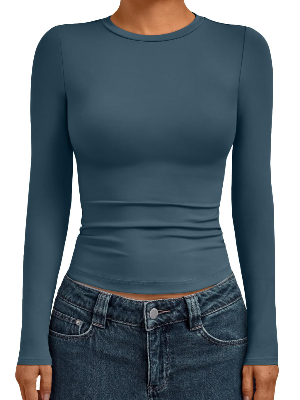 AUTOMET Womens Crew Neck Long Sleeve Shirts Compression Underscrubs Tops