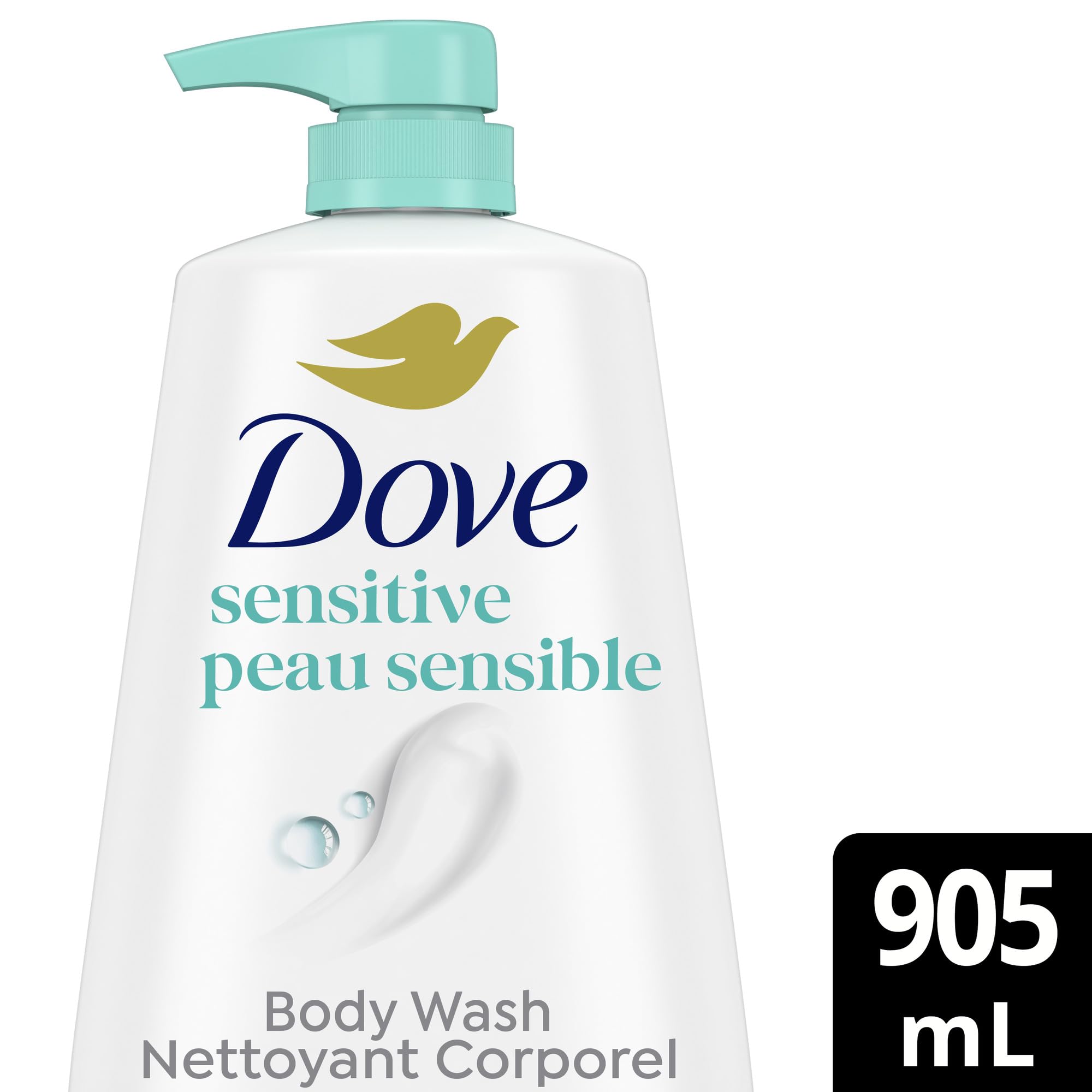 Dove Sensitive Skin Body Wash, 24hr Lotion-Soft Skin, 30.6 oz | Hypoallergenic body wash with MicroMoisture technology for 24-hour hydration and soft skin